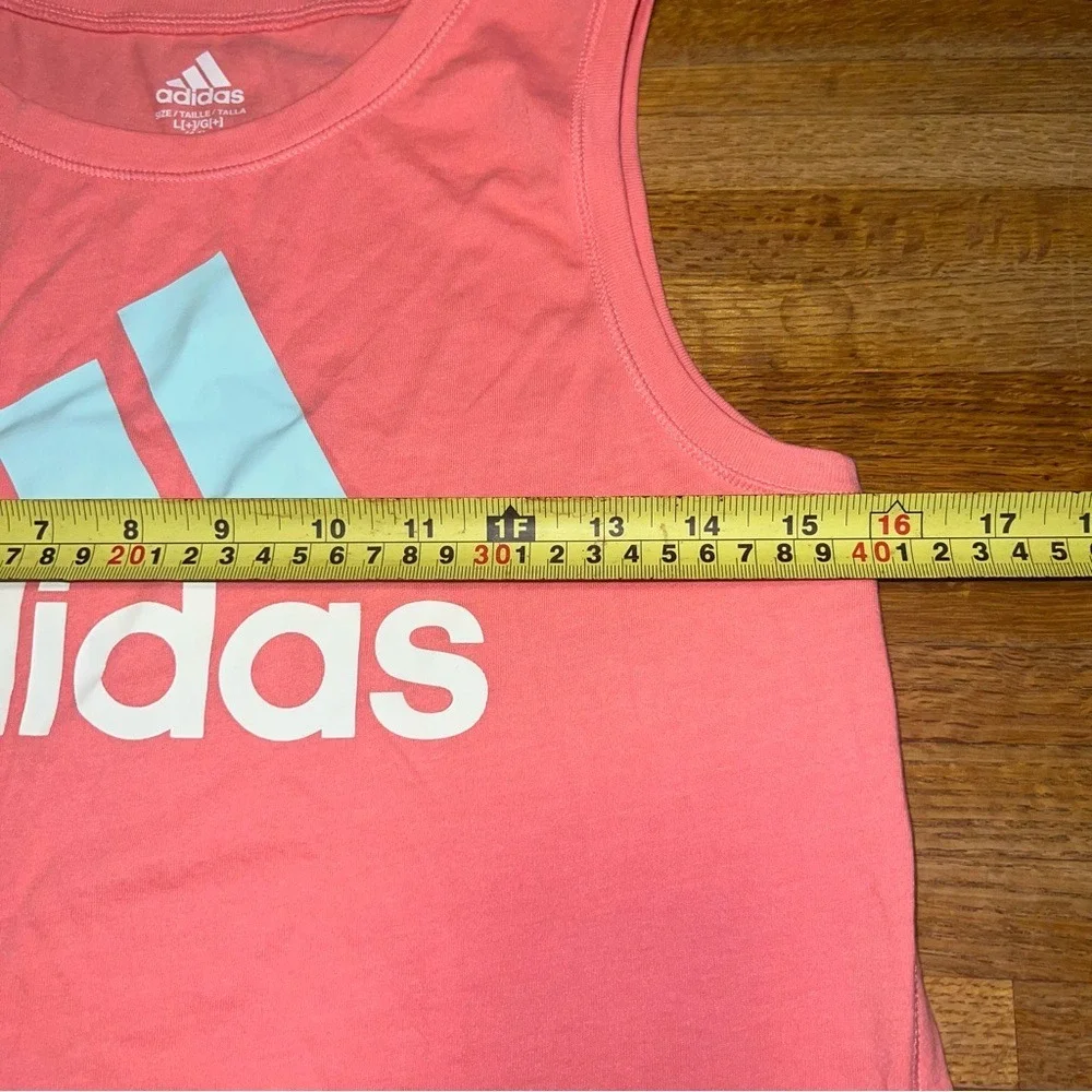 Adidas Youth Girl Large Pink Graphic‎ Logo Athletic Crew Neck Sleeveless Top